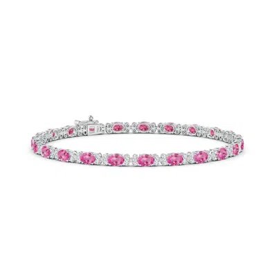 ANGARA OVAL PINK SAPPHIRE TENNIS BRACELET WITH DIAMONDS