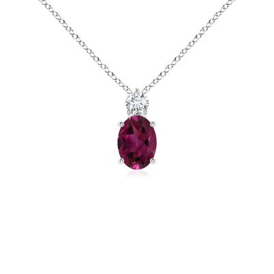ANGARA OVAL RHODOLITE SOLITAIRE PENDANT WITH DIAMOND