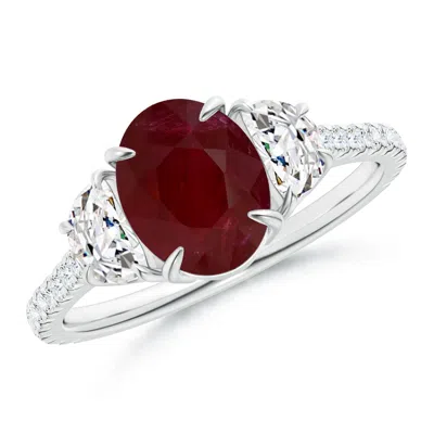 ANGARA OVAL RUBY AND DIAMOND 3 STONE RING (GIA CERTIFIED RUBY)