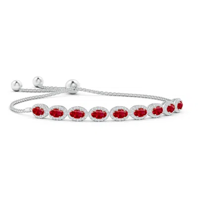 ANGARA OVAL RUBY BOLO BRACELET WITH DIAMOND HALO