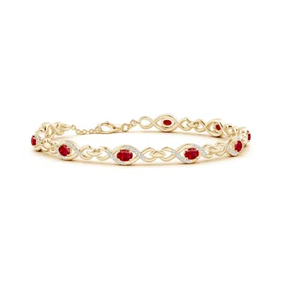 ANGARA OVAL RUBY INFINITY LINK BRACELET WITH DIAMONDS