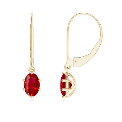 ANGARA OVAL RUBY LEVERBACK DROP EARRINGS