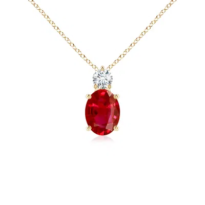 ANGARA OVAL RUBY SOLITAIRE PENDANT WITH DIAMOND