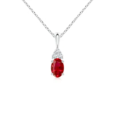 ANGARA OVAL RUBY SOLITAIRE PENDANT WITH TRIO DIAMOND