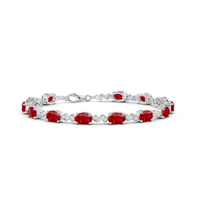 ANGARA OVAL RUBY SWIRL BRACELET WITH BEZEL DIAMONDS