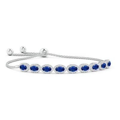 ANGARA OVAL SAPPHIRE BOLO BRACELET WITH DIAMOND HALO
