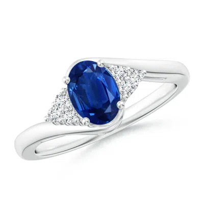 ANGARA OVAL SAPPHIRE BYPASS RING WITH TRIO DIAMOND ACCENTS