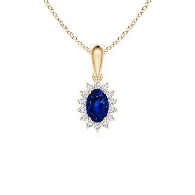 ANGARA OVAL SAPPHIRE PENDANT WITH FLORAL DIAMOND HALO