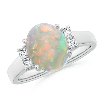 ANGARA OVAL-SHAPED OPAL SOLITAIRE RING WITH DIAMOND ACCENTS