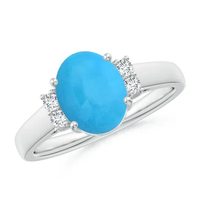 ANGARA OVAL-SHAPED TURQUOISE SOLITAIRE RING WITH DIAMOND ACCENTS
