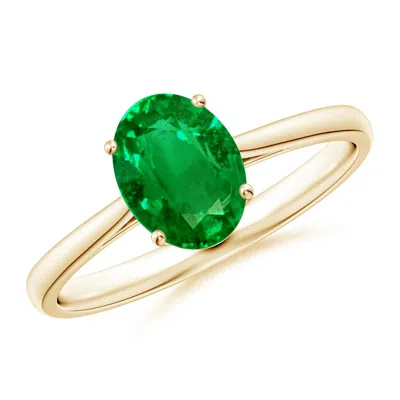 ANGARA OVAL SOLITAIRE EMERALD COCKTAIL RING