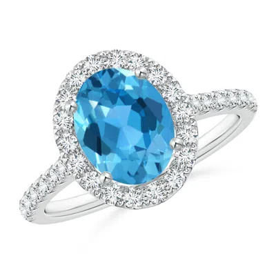 ANGARA OVAL SWISS BLUE TOPAZ HALO RING WITH DIAMOND ACCENTS