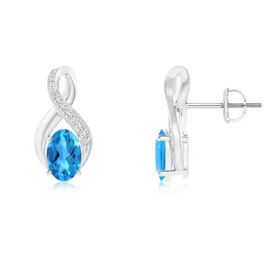 ANGARA OVAL SWISS BLUE TOPAZ INFINITY EARRINGS WITH DIAMONDS