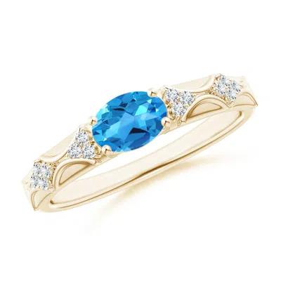 ANGARA OVAL SWISS BLUE TOPAZ VINTAGE STYLE RING WITH DIAMOND ACCENTS