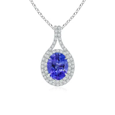 ANGARA OVAL TANZANITE DOUBLE HALO LOOP PENDANT