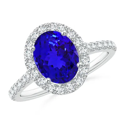 ANGARA OVAL TANZANITE HALO RING WITH DIAMOND ACCENTS