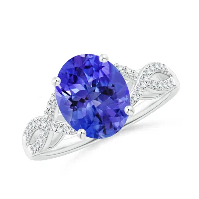 ANGARA OVAL TANZANITE INFINITY SHANK ENGAGEMENT RING WITH DIAMONDS
