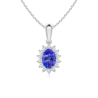 ANGARA OVAL TANZANITE PENDANT WITH FLORAL DIAMOND HALO