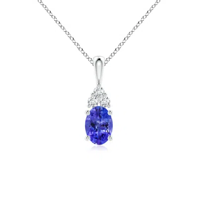 ANGARA OVAL TANZANITE SOLITAIRE PENDANT WITH TRIO DIAMOND