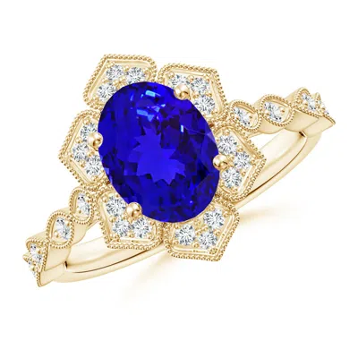 ANGARA OVAL TANZANITE TRILLIUM FLORAL SHANK RING