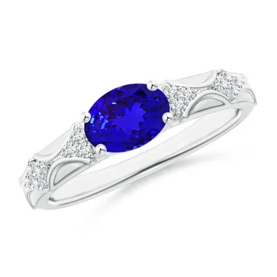 ANGARA OVAL TANZANITE VINTAGE STYLE RING WITH DIAMOND ACCENTS