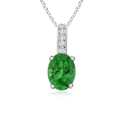 ANGARA OVAL TSAVORITE SOLITAIRE PENDANT WITH DIAMOND BALE