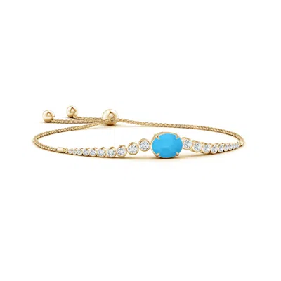 ANGARA OVAL TURQUOISE BOLO BRACELET WITH BEZEL DIAMONDS