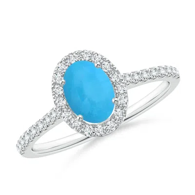 ANGARA OVAL TURQUOISE HALO RING WITH DIAMOND ACCENTS