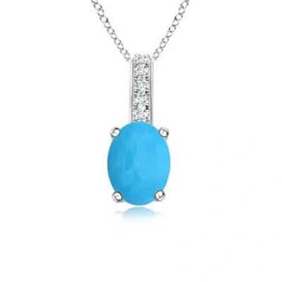 ANGARA OVAL TURQUOISE SOLITAIRE PENDANT WITH DIAMOND BALE