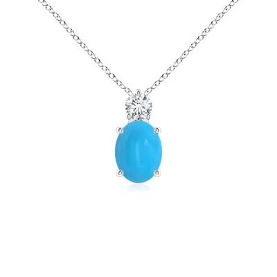 ANGARA OVAL TURQUOISE SOLITAIRE PENDANT WITH DIAMOND
