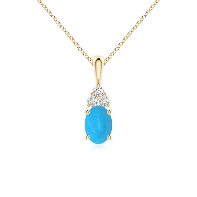 ANGARA OVAL TURQUOISE SOLITAIRE PENDANT WITH TRIO DIAMOND