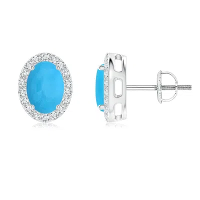 ANGARA OVAL TURQUOISE STUDS WITH DIAMOND HALO