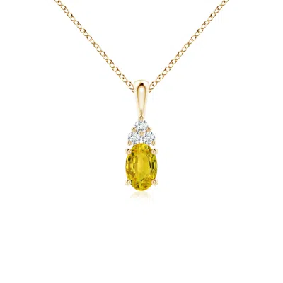ANGARA OVAL YELLOW SAPPHIRE SOLITAIRE PENDANT WITH TRIO DIAMOND