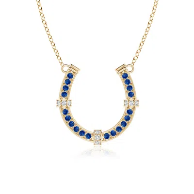 ANGARA PAVE-SET BLUE SAPPHIRE AND DIAMOND HORSESHOE PENDANT NECKLACE