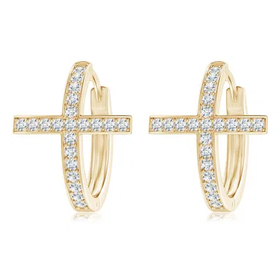 ANGARA PAVE-SET DIAMOND CROSS HOOP EARRINGS