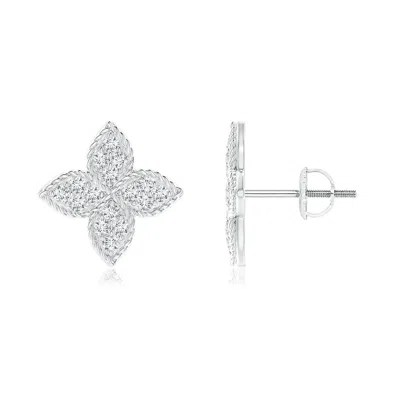 ANGARA PAVE-SET DIAMOND FOUR-PETAL FLORAL STUD EARRINGS