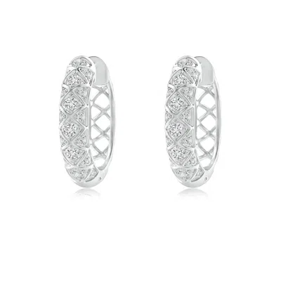 ANGARA PAVE-SET DIAMOND GEOMETRIC HUGGIE HOOP EARRINGS