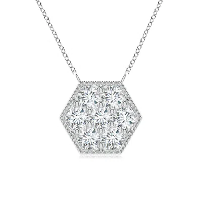 ANGARA PAVE-SET DIAMOND HEXAGON NECKLACE WITH MILGRAIN