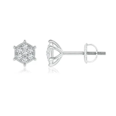 ANGARA PAVE-SET DIAMOND HEXAGON STUD EARRINGS