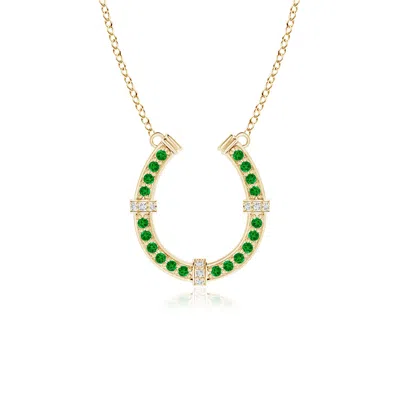 ANGARA PAVE-SET EMERALD AND DIAMOND HORSESHOE PENDANT NECKLACE