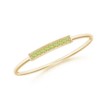 ANGARA PAVE SET PERIDOT BAR RING WITH MILGRAIN