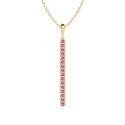 ANGARA PAVE-SET PINK TOURMALINE BAR PENDANT WITH MILGRAIN
