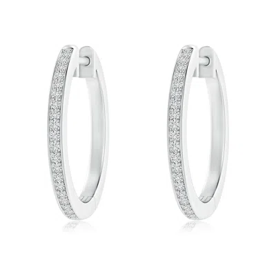 ANGARA PAVE-SET ROUND DIAMOND HINGED HOOP EARRINGS