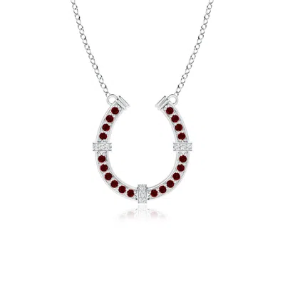 ANGARA PAVE-SET RUBY AND DIAMOND HORSESHOE PENDANT NECKLACE