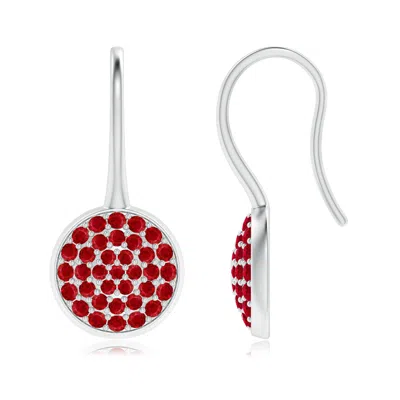 ANGARA PAVE SET RUBY CIRCLE EARRINGS WITH FISH HOOK
