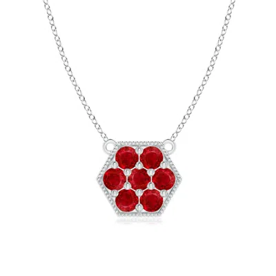 ANGARA PAVE-SET RUBY HEXAGON NECKLACE WITH MILGRAIN