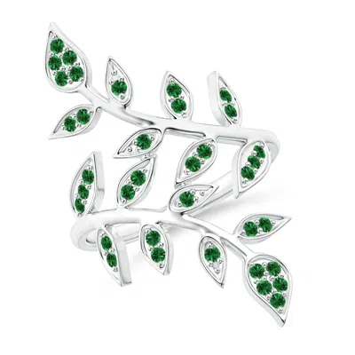 ANGARA PAVE SET TSAVORITE OLIVE LEAF VINE RING