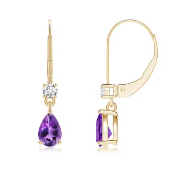 ANGARA PEAR AMETHYST LEVERBACK DROP EARRINGS WITH DIAMOND