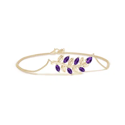 ANGARA PEAR AND MARQUISE AMETHYST OLIVE BRANCH BRACELET