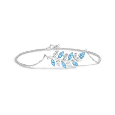 ANGARA PEAR AND MARQUISE AQUAMARINE OLIVE BRANCH BRACELET